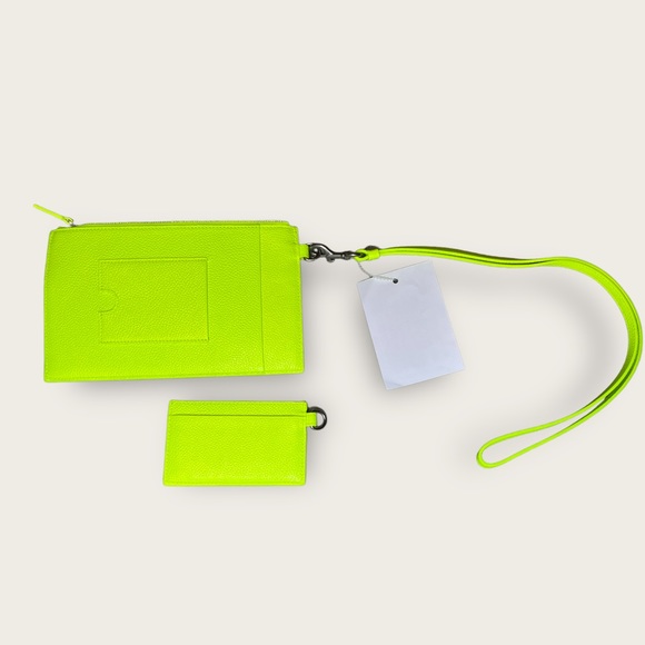BALENCIAGA Cash Pouch with Card Holder Neon Yellow OS NEW - Picture 3 of 8